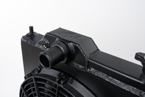 CSF 01-07 Mitsubishi Evo 7/8/9 Full-Slim Radiator w/12in Fan &amp; Shroud/-16AN - Black - 7075B