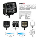 Go Rhino Xplor Blackout Series Cube LED Spot Light Kit (Surface/Threaded Stud Mnt) 3x3 - Blk (Pair) - 750400321SCS
