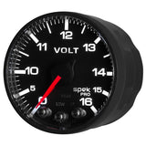 AutoMeter Gauge Voltmeter 2-1/16in. 16V Stepper Motor W/Peak & Warn Blk/Blk Spek-Pro - P344328