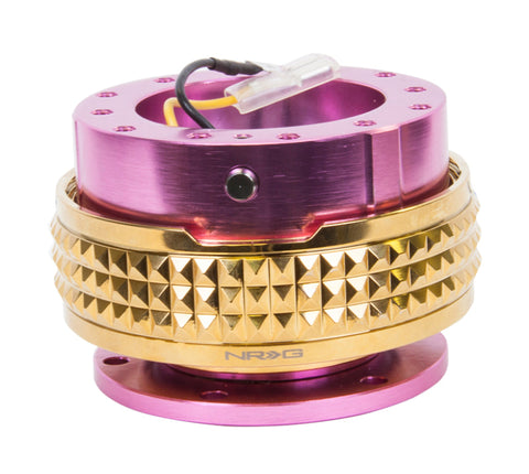 NRG Quick Release Kit - Pyramid Edition - Pink Body / Chrome Gold Pyramid Ring - SRK-210PK/CG