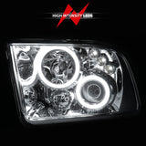 ANZO 2005-2009 Ford Mustang Projector Headlights w/ Halo Chrome - 121162