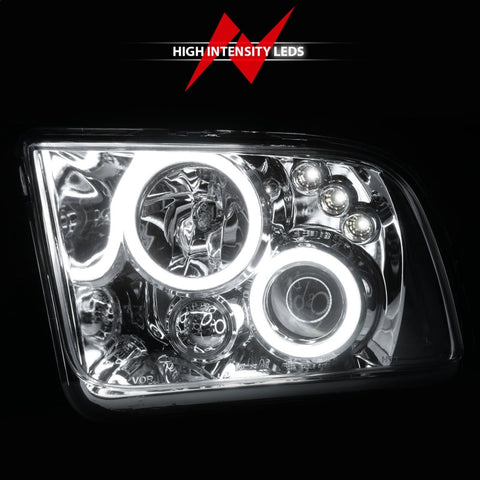 ANZO 2005-2009 Ford Mustang Projector Headlights w/ Halo Chrome - 121162