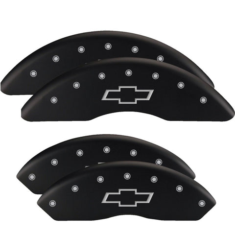 MGP 4 Caliper Covers Engraved Front & Rear With stripes/Journey Black finish silver ch - 12200SJNYBK
