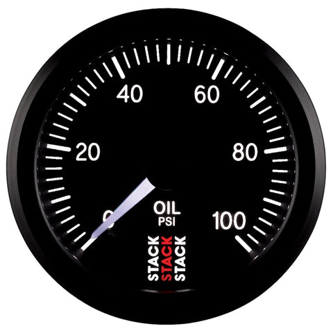 Autometer Stack 52mm 0-100 PSI 1/8in NPTF Male Pro Stepper Motor Oil Pressure Gauge - Black - ST3302