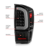 ANZO 16-21 Toyota Tacoma LED Tail Lights - w/ Light Bar Sequential Black Housing & Clear Lens - 311400