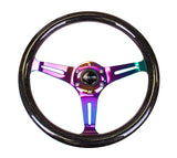 NRG Classic Wood Grain Steering Wheel (350mm) Black Sparkle/Galaxy Color w/Neochrome 3-Spoke - ST-015MC-BSB