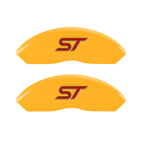 MGP 4 Caliper Covers Engraved Front & Rear No bolts/ST Yellow finish black ch - 10119SST1YL