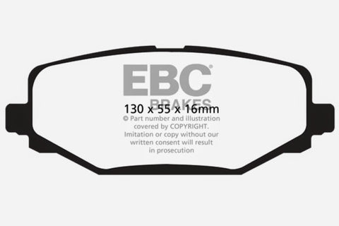 EBC 12+ Chrysler Town & Country 3.6 Yellowstuff Rear Brake Pads - DP41889R