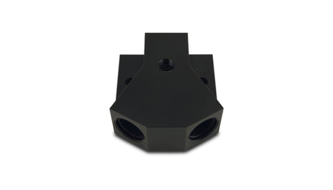 Vibrant Billet Aluminum Y-Block Fitting with 1/8in NPT Port -10AN x Dual -8AN ORB - 10894