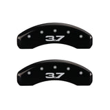 MGP 4 Caliper Covers Engraved Front 2015/Mustang Engraved Rear 2015/37 Black finish silver ch - 10204SM32BK