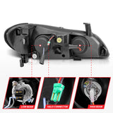 ANZO 2000-2004 Infiniti I30 Projector Headlights w/ Halo Black - 121077