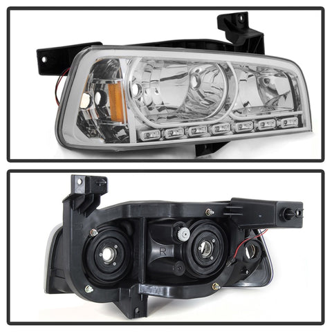 xTune Dodge Charger 06-10 1Pc LED Crystal Headlights Chrome HD-ON-DCH05-1PC-LED-C - 5017628