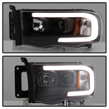 Spyder 02-05 Dodge Ram 1500 Light Bar Projector Headlights - Black (PRO-YD-DR02V2-LB-BK) - 5084606