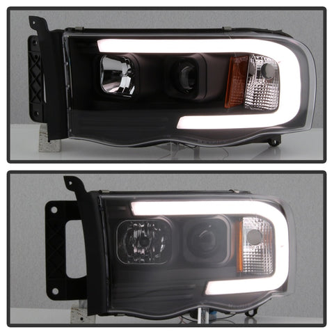 Spyder 02-05 Dodge Ram 1500 Light Bar Projector Headlights - Black (PRO-YD-DR02V2-LB-BK) - 5084606