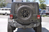 DV8 Offroad 07-18 Jeep Wrangler JK Rear Aluminum Bumper w/ Tire Carrier - Black - RBSTTB-01