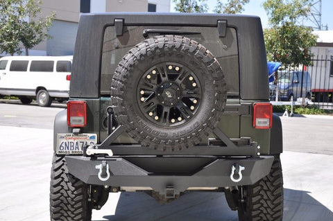 DV8 Offroad 07-18 Jeep Wrangler JK Rear Aluminum Bumper w/ Tire Carrier - Black - RBSTTB-01