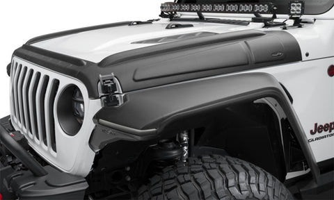 Bushwacker 18-22 Jeep Wrangler 2/4dr / 20-22 Jeep Gladiator Trail Armor Hood Armor (3pc) - Tex. Blk - 14131
