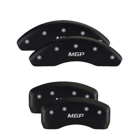 MGP Front set 2 Caliper Covers Engraved Front Silverado Red finish silver ch - 14238FSILRD