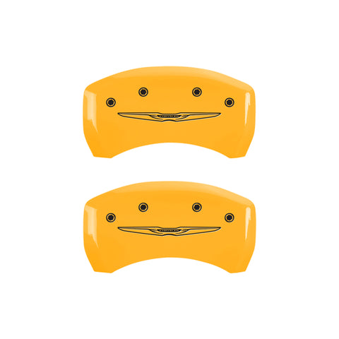 MGP 4 Caliper Covers Engraved Front & Rear Style 2/Chrysler Wing Yellow finish black ch - 32022SCW2YL