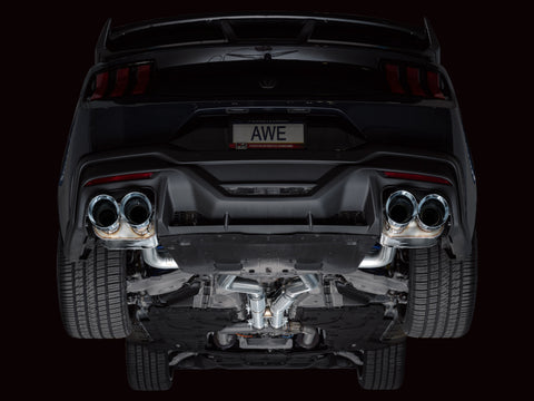 AWE 2024 Ford Mustang Dark Horse S650 RWD SwitchPath Cat-Back Exhaust w/ Quad Chrome Silver Tips - 3025-42375