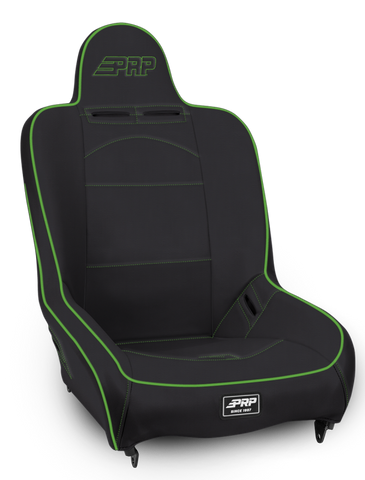 PRP Premier High Back Suspension Seat- Black/Green Vinyl - A100110-201-W