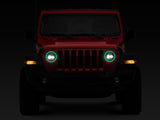 Raxiom 18-22 Jeep Wrangler JL/JT Axial 9-Inch LED Headlights w/RGB Halo- Black Housing (Clear Lens) - J142668
