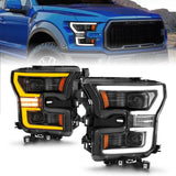 ANZO 15-17 Ford F-150 Black LED Projector Plank Style DRL w/Initiation Light Halogen Models - 111604