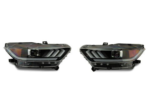 Raxiom 15-17 Ford Mustang Projector Headlights OEM HID Bulbs- Black Housing (Clear Lens) - 407055