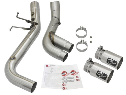 aFe Victory Series 4in 409-SS DPF-Back Exhaust w/ Dual Polished Tips 2017 GM Duramax V8-6.6L(td) L5P - 49-44089-P