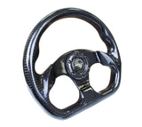 NRG Carbon Fiber Steering Wheel (320mm) Flat Bottom w/Shiny Black Carbon - ST-009CF/BK