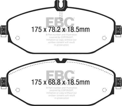 EBC 15+ Mercedes-Benz C300 (W205) 2.0 Turbo Ultimax2 Front Brake Pads - UD1794