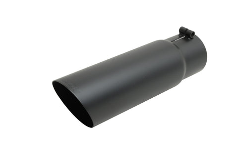 Gibson Round Single Wall Angle-Cut Tip - 5in OD/3in Inlet/12in Length - Black Ceramic - 500554-B