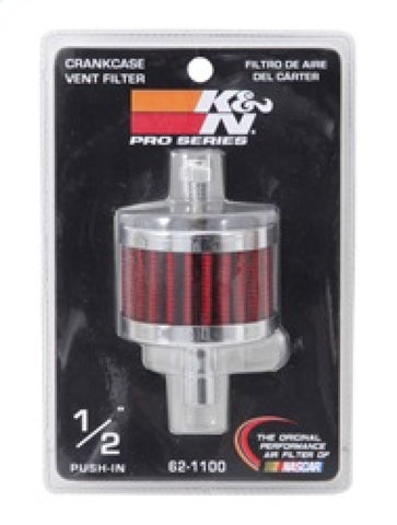 K&N Steel Base Crankcase Vent Filter 0.5in Vent OD x 2in OD x 1.5in Height - 62-1100
