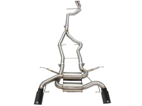 aFe MACHForce XP SS-304 Black Tip 3.0in-2.5in Dia Cat Back Exhaust 11-13 BMW 335i (E90/E92) 3.0L - 49-36328-B