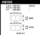 Hawk 86-95 Mazda RX-7 (Exc 1992) Black Race Front Brake Pads - HB155M.580
