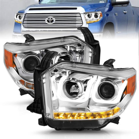 ANZO 2014-2015 Toyota Tundra Projector Headlights w/ U-Bar Chrome w/ DRL - 111327