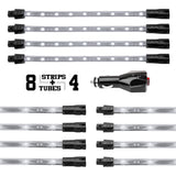XK Glow Strip Single Color Underglow LED Accent Light Car/Truck Kit White - 8x24In Tube + 4x8In - XK041005-W