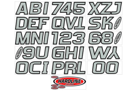 Hardline Boat Lettering Registration Kit 3 in. - 700 Silver/Black - SIBLK700
