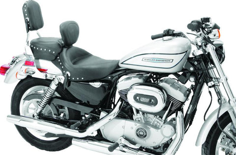 Mustang 04-21 Harley Sportster 3.3 Wide Stud Touring Solo Seat w/Driver Backrest - Black - 79439