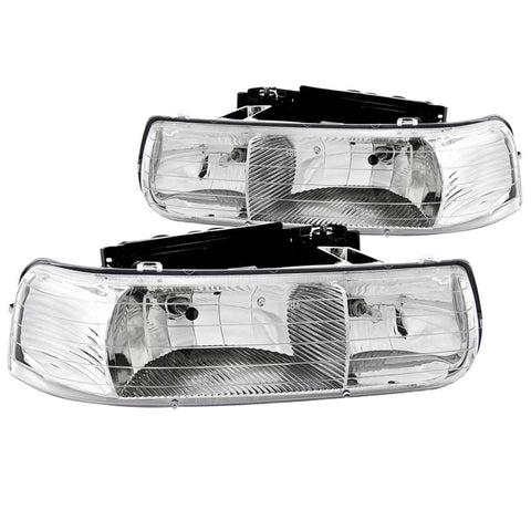 ANZO 1999-2002 Chevrolet Silverado 1500 Crystal Headlights Chrome - 111011