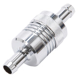 Edelbrock Fuel Filter Aluminum 3In X 01/ 1/8In 3/8In Inlet/Outlet Chrome - 8136