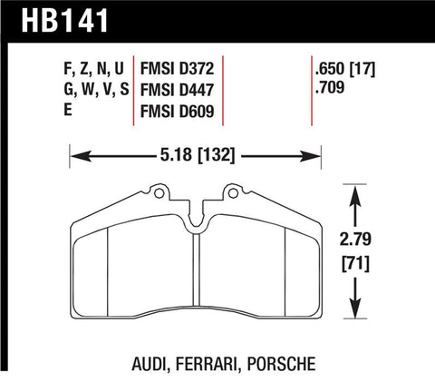 Hawk 94-96 Ferrari 456GT Rear / 91-94 Porsche 911 Rear / 94-98 Porsche 911 Front / 86-91 Porsche 928 - HB141E.650
