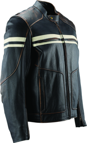 River Road Hoodlum Vintage Leather Jacket Black - Small - 094382
