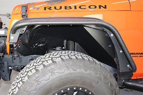 Fishbone Offroad 07-18 Jeep Wrangler JK Logo Aluminum Inner Fenders - Black Powdercoat - FB33073
