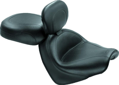 Mustang 04-09 Honda VTX1300C Wide Touring 2PC Seat w/Driver Backrest - Black - 79561
