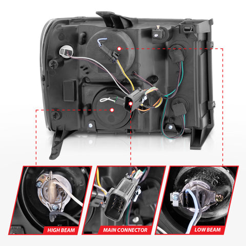 ANZO 2007-2013 GMC Sierra 1500 Projector Headlights w/ Halo Black - 111125