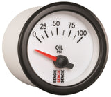 Autometer Stack 52mm 0-100 PSI 1/8in NPTF Electric Oil Pressure Gauge - White - ST3252