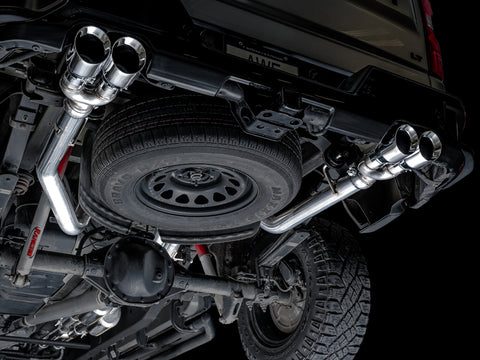 AWE Tuning 4th Gen GM 1500 6.2L 0FG Catback Split Rear Exit (w/ Bumper Cutouts) - Quad Chrome Tips - 3015-42203