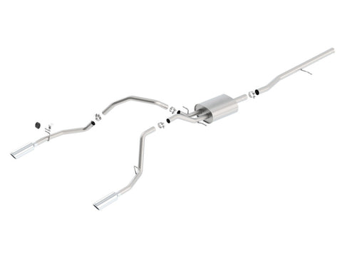 Borla 14 Silv/Sierra 1500 C/B S-Type Exh/2.75in Into Dual 2.25in Out 4in Tip Split Rear Exit - 140536