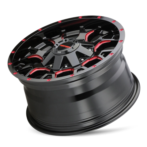 Mayhem 8015 Warrior 17x9 / 5x127 BP / -12mm Offset / 87mm Hub Black w/ Prism Red Wheel - 8015-7952BTR